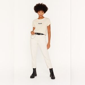 Nasty Girl Soft Tan Graphic Tee Medium F*ck